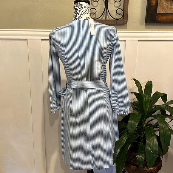 🌸Host pick-NWT J. Crew wrap striped dress light blue white lined 2 small medium - Picture 4 of 7